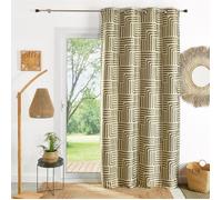 Rideau à oeillets tamisant jacquard Kaki 140x260 cm