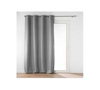 Rideau à oillets thermique jacquard gris 140x260