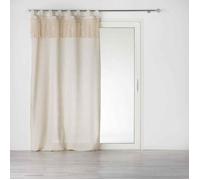 Douceur d'Intérieur Rideau à passants Samaya 140x240 cm Polycoton uni Top macramé Naturel