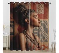 Rideau à Portrait Tribus 75x166 cm - 2 Panneaux - 100% Microfibre - Rideaux à œillets avec Géométrie Vintage - Rideau et tentures à Ethnique Tribal - Rideaux insonorisés pour Chambre à Coucher