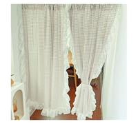 Rideau À Volants Rideaux de Porte à Carreaux Jaunes/Roses/Verts/Bleus for Salon, en Dentelle Japonaise Volants for Cuisine(Light Yellow,W140 X H100 CM)