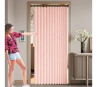 Rideau Accordéon Placard 135 x 186 cm Anti Bruit, Opaque, Bloquer, Separation, Anti Froid Occultant Chaleur Rideau de Porte Pliant pour Salon, Balcon, Chambre Moderne, Rose