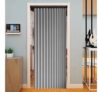 Rideau Accordéon Porte 125 x 180 cm Anti Froid et Chaleur, Séparateur de Pièce Pliable, Design Accordéon Rideau Porte pour Salon, Balcon, Chambre Moderne, Gris