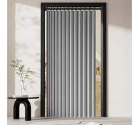 Rideau Accordéon Porte 140 x 165 cm Anti Froid et Chaleur, Séparateur de Pièce Pliable, Design Accordéon Occultant Plissé Magnétique pour Salon, Balcon, Chambre Moderne, Gris