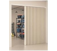 Rideau Accordéon Porte Entrée Interieur, Occultant Isolant Thermique Rideau de Porte Sans Percage avec Tringle Extensible/Bouton Magnétique Porte Accordeon pour Salon et Cuisine(B,Track W80cm/Curtain