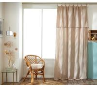 Rideau Ajustable 140 x 300 cm Double Gaze de Coton Vichy Vickie - Ficelle | Double gaze de coton douce et naturellement gaufrée