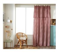 Rideau Ajustable 140 x 300 cm Double Gaze de Coton Vichy VICKIE - Terracotta