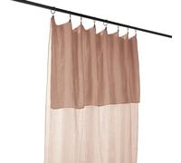 Rideau Ajustable 140 x 300 cm en Double Gaze de Coton Rose avec 8 Anneaux à Pince en Métal Couleur Laiton Vieilli - Pepa