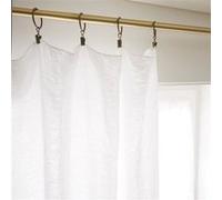 MARGAUX - Rideau Ajustable 140x270cm Lin Lavé Craie + 8 Anneaux Pince -