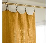 MARGAUX - Rideau Ajustable 140x270cm Lin Lavé Miel + 8 Anneaux Pince - Altobuy G