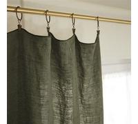 Rideau Ajustable 140x270cm Lin Lavé Thym + 8 Anneaux Pince - MARGAUX - ALTOBUY Vert G