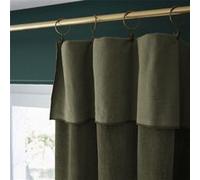 HARRIS - Rideau Ajustable 140x270cm Velours de Coton Thym + 8 Anneaux Pince -