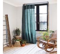 Rideau Ajustable 140x300 cm Gaze de Coton Bleu Canard