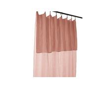 OUREA - Rideau Ajustable 140x300 cm Gaze de Coton Rose Pêche + 8 Anneaux Pince