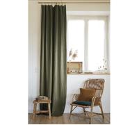 Rideau ajustable + 8 anneaux pince 140 x 270 cm lin lavé français luxe soline Vert kaki