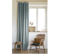 Rideau ajustable + 8 anneaux pince 140 x 270 cm - Lin lavé SOLINE - Azur
