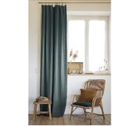 Rideau Ajustable + 8 Anneaux Pince - Lin Lavé Français Luxe Soline - 140 x 270 cm - Ardoise