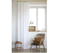 Rideau Ajustable + 8 Anneaux Pince - Lin Lavé Français Luxe Soline - 140 x 270 cm - Blanc