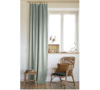 Rideau Ajustable + 8 Anneaux Pince - Lin Lavé Français Luxe Soline - 140 x 270 cm - Eucalyptus