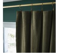 Rideau Ajustable + 8 Anneaux Pince - Velours de Coton César - 140 x 270 cm - Thym