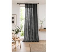 Rideau Ajustable Double Gaze de Coton 140 x 300 cm avec 8 Anneaux Pince GAÏA Granit - Hauteur Modulable