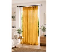 Rideau Ajustable Double Gaze de Coton 140 x 300 cm avec 8 Anneaux Pince GAÏA Safran - Hauteur Modulable