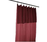 Rideau ajustable - GAIA - 140 x 300 cm - Gaze de coton - 8 anneaux pince - Lie de vin