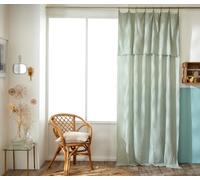 Rideau Ajustable Vickie Double Gaze de Coton Vichy 140 x 300 cm Eucalyptu | Double gaze de coton douce et naturellement gaufrée