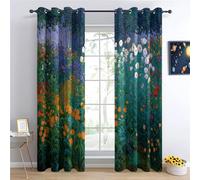 Rideau Anti Bruit, Isolant Anti Froid Rideaux Occultant, Fleurs Champs Fleurs Impressionnisme Peinture 2 Panneaux 110L x 215H cm Microfibre, Porte Fenêtre Intérieurs, Chambre Enfant Adult Foncé