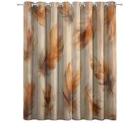 Rideau Anti Bruit, Isolant Anti Froid Rideaux Occultant, Plumes Textures Élégance Peint Main Naturel 2 Panneaux 117L x 229H cm Microfibre, Porte Fenêtre Intérieurs, Chambre Enfant Adult, A Oeillets