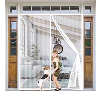 Rideau Anti-Insectes Magnétique 180 x 210 cm, Moustiquaire Aimantée pour Porte Fenêtre Rideau Anti-Insectes Magnétique Idéal pour les animaux domestiques pour Porte ou Fenêtres, Blanc