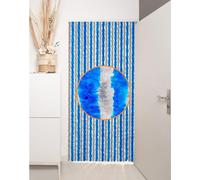 Rideau anti-insectes Rideau de porte fil Flausch 100x200cm Protection contre les mouches bleu/gris