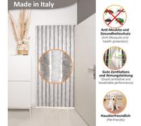 Rideau anti-insectes Rideau de porte moelleux Protection contre les mouches Camping 56x200 cm gris-blanc