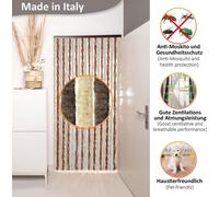 Rideau anti-insectes Rideau de porte moelleux Protection contre les mouches Camping 90x200 cm brun-beige