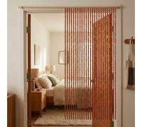 Rideau Anti-insectes, Rideau de Porte Perle de Bambou Naturel,Rideaux de Perles Bois Suspendus Décoration,Séparateur de Pièce Réutilisable Pour Couloir Entrée Salon(Teak,90x220cm)