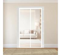 Rideau Anti Mouche 100 x 180 cm Maille Ultra-Fine, Fermeture Auto Aimants, Bande Auto-Agrippante, Montage Facile Épaissie Moustiquaire Porte pour Patio, Blanc