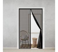 Rideau Anti Mouche 100 x 180 cm Maille Ultra-Fine, Fermeture Auto Aimants, Bande Auto-Agrippante, Montage Facile Épaissie Moustiquaire Porte pour Patio, Noir