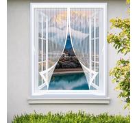 Rideau Anti Mouche 118 x 134 cm Maille Ultrarésistante, Joint Magnétique de Haut en Bas, Garde L'Air Frais à L'Intérieur Rideau Anti Moustique pour Tous Types de Fenêtres, Blanc