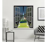 Rideau Anti Mouche 122 x 100 cm Maille Ultrarésistante, Joint Magnétique de Haut en Bas, Garde L'Air Frais à L'Intérieur Rideau Anti Moustique pour Tous Types de Fenêtres, Noir