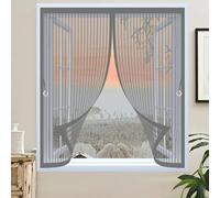 Rideau Anti Mouche 125 x 160 cm Anti Mouche Maille Ultra Fine, Protection Contre Les Moustiques, Fermeture Automatique Rideau Moustique pour Tous Types de Fenêtres, Gris