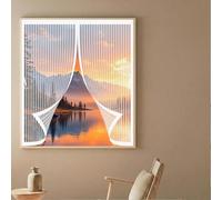 Rideau Anti Mouche 126 x 104 cm Maille Ultrarésistante, Joint Magnétique de Haut en Bas, Garde L'Air Frais à L'Intérieur Rideau Anti Moustique pour Tous Types de Fenêtres, Blanc