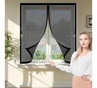 Rideau Anti Mouche 131 x 138 cm Maille Ultrarésistante, Joint Magnétique de Haut en Bas, Garde L'Air Frais à L'Intérieur Rideau Anti Moustique pour Tous Types de Fenêtres, Noir