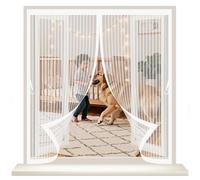 Rideau Anti Mouche 132 x 132 cm Anti Mouche Maille Ultra Fine, Protection Contre Les Moustiques, Fermeture Automatique Rideau Moustique pour Tous Types de Fenêtres, Blanc