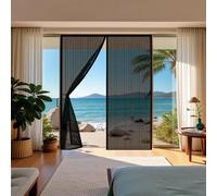 Rideau Anti Mouche 147 x 254 cm Fermeture Automatique, Sans Perçage, Montage Facile Puissants Aimants, Anti Mouches et Insectes Porte Moustiquaire Fenêtre pour Patio, Noir