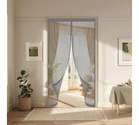 Rideau Anti Mouche 190 x 238 cm Fermeture Automatique, Perçage Maille Ultra Fine, Aimants Plus Forts, Installation Adhésive Moustiquaire Fenetre Aimantée pour Couloirs, Portes, Gris