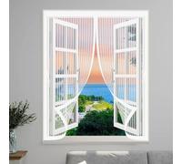 Rideau Anti Mouche 62 x 98 cm Maille Ultrarésistante, Joint Magnétique de Haut en Bas, Garde L'Air Frais à L'Intérieur Rideau Anti Moustique pour Tous Types de Fenêtres, Blanc