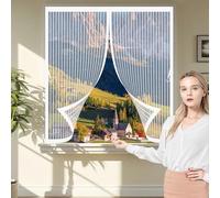Rideau Anti Mouche 67 x 55 cm Maille Ultrarésistante, Joint Magnétique de Haut en Bas, Garde L'Air Frais à L'Intérieur Rideau Anti Moustique pour Tous Types de Fenêtres, Blanc