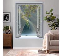 Rideau Anti Mouche 70 x 135 cm Maille Ultrarésistante, Joint Magnétique de Haut en Bas, Garde L'Air Frais à L'Intérieur Rideau Anti Moustique pour Tous Types de Fenêtres, Gris