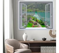 Rideau Anti Mouche 74 x 68 cm Maille Ultrarésistante, Joint Magnétique de Haut en Bas, Garde L'Air Frais à L'Intérieur Rideau Anti Moustique pour Tous Types de Fenêtres, Gris