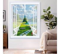 Rideau Anti Mouche 78 x 108 cm Maille Ultrarésistante, Joint Magnétique de Haut en Bas, Garde L'Air Frais à L'Intérieur Rideau Anti Moustique pour Tous Types de Fenêtres, Blanc